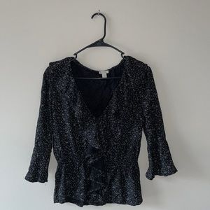 Hinge Black Ruffle Blouse